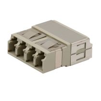 L-com Fiber Coupler, LC/LC Quad, Translucent Internal Shutter, Vertical Spring, High Density, No Flange, Beige