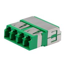 L-com Fiber Coupler, LC/LC Quad, Translucent Internal Shutter, Vertical Spring, High Density, No Flange, Green