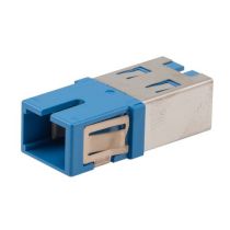 L-com Fiber Coupler, SC/SC Simplex, Translucent Internal Shutter, Side Spring, No Flange, Blue