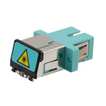 L-com Fiber Coupler, SC/SC Simplex, External Shutter, Side Spring, No Flange, Aqua