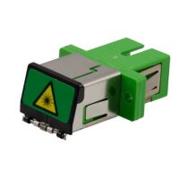 L-com Fiber Coupler, SC/SC Simplex, External Shutter, Side Spring, No Flange, Green