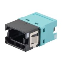 L-com MPO Simplex Coupler, Translucent Internal Shutter, Key Up-Key Down, Black/Aqua