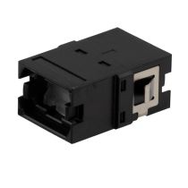 L-com MPO Simplex Coupler, Translucent Internal Shutter, Key Up-Key Down, Black/Black