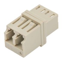 Fiber Optic LC Duplex Coupler - Multimode - No Flange - Square Footprint - Beige
