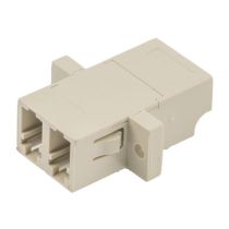 Fiber Optic LC Duplex Coupler - Multimode - With Flange - Beige