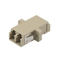 Fiber Optic Economy Coupler, LC, Duplex MMF, Beige plastic body, PEI clip, Ceramic sleeve, w/ Flange