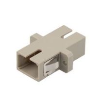 Fiber Optic Economy Coupler, SC, Simplex MMF, Beige plastic one-piece body, PEI clip, Ceramic sleeve, w/ Flange