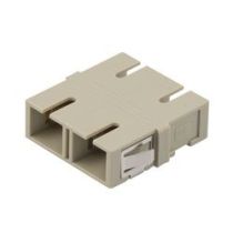 Fiber Optic Economy Coupler, SC, Duplex MMF, Beige plastic body, PEI clip, Ceramic sleeve, No flange