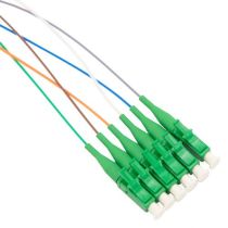 6 Fiber LC/APC Distribution Style Pigtail, SM, Green Boots