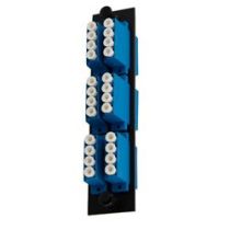 Fiber Sub Panel LC Quad Single mode Couplers, 6 count, Ceramic Sleeve, Blue Connector, Black