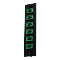 Fiber Sub Panel MTP Type A Single mode Couplers, 6 count, Ceramic Sleeve, Green Connector, Black