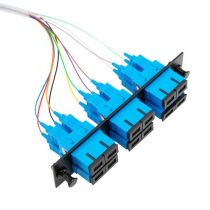 Six-Pack Duplex Adapters, SC/UPC, 12 Fiber Pigtail, Singlemode, 3 Meters, Black