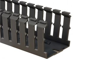 Panduit type G wide slot wiring duct, 3 W x 3 H, 6' length, PVC, adhesive, black - Single Piece