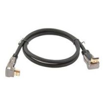 ShowMeCables HDMI 2.0 90° M/M cable, Gold plated connector, Zinc Alloy shell, Nylon braid, Support 4K@60HZ, Right Angle Down/Down