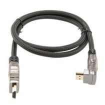 ShowMeCables HDMI 2.0 90° M/M cable, Gold plated connector, Zinc Alloy shell, Nylon braid, Support 4K@60HZ, Right Angle Straight/Down