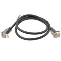 ShowMeCables HDMI 2.0 90° M/M cable, Gold plated connector, Zinc Alloy shell, Nylon braid, Support 4K@60HZ, Right Angle Up/Down