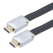 Flat HDMI Male to Male, 4K, Zinc-Alloy with Silver PVC Cable with Nylon braid