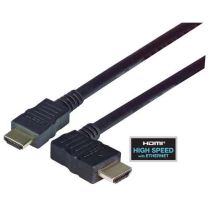 L-Com High Speed HDMI Cable with Ethernet, Male to Right Angle Male, Left Exit
