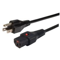 L-com Locking Universal Power Cord - Nema 5-15P to C13 - 10 Amp - 6 FT - Black