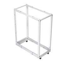 L-com 25U adjustable 4-post open frame network rack RAL9003 -Signal White