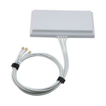 L-com 2400-2500, 5150-7125 MHz Wi-Fi 6E Flat Panel MIMO Antenna, 6 dBi Gain, 4 RP SMA Male Connectors