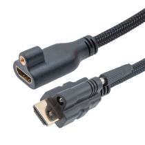 Locking HDMI Male to Female, 4K, Black PVC Cable with Nylon braid