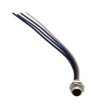 ShowMeCables M12 AC Power 4 Pin S Code Female Receptacle, IP68 IP69K Rated, 630V, 12A, PG9 Rear Panel Mount Style with 16AWG UL1015 PVC 0.2M Leads