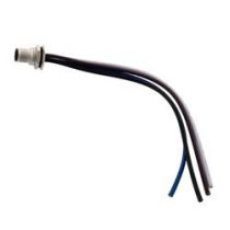 ShowMeCables M12 AC Power 4 Pin S Code Male Receptacle, IP68 IP69K Rated, 630V, 12A, PG9 Front Panel Mount Style with 16AWG UL1015 PVC 0.2M Leads