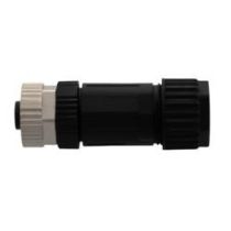 ShowMeCables M12 DC Power 4 Pin T-Code Female Field Termination Connector, IP67, Fits 16-20AWG and 8-10mm Cable, 63V, 12A, Screw-In Style, Black