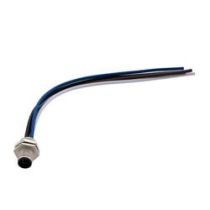 ShowMeCables M12 DC Power 4 Pin T Code Male Receptacle, IP68 IP69K Rated, 63V, 12A, PG9 Rear Panel Mount Style with 16AWG UL1015 PVC 0.2M Leads