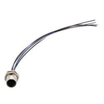 ShowMeCables M12 Sensor 5 Pin B Code Female Receptacle, IP68 IP69K Rated, 60V, 4A, PG9 Front Panel Mount Style with 22AWG UL1061 PVC 0.2M Leads