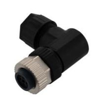 ShowMeCables M12 Sensor 5 Pin B-Code Right Angle Female Field Termination Connector, IP67, Fits 18-26AWG and 4-7mm Cable, 60V, 4A, Screw-In Style, Black