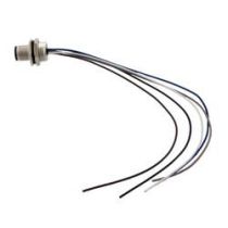 ShowMeCables M12 Sensor 5 Pin B Code Male Receptacle, IP68 IP69K Rated, 60V, 4A, PG9 Rear Panel Mount Style with 22AWG UL1061 PVC 0.2M Leads