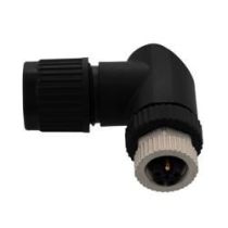 ShowMeCables M12 DC Power 5 Pin L-Code Right Angle Female Field Termination Connector, IP67, Fits 14-16AWG and 8-14mm Cable, 63V, 16A, Screw-In, Black