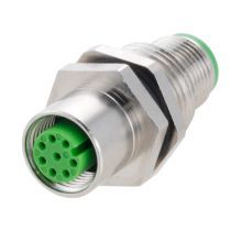 L-com Shielded M12 8 Pin A-code Male to Female Adapter - Panel Mountable