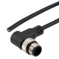 ShowMeCables M12 4 Position A-Code Cable, PVC Jacket, Right Angle Male/Open 