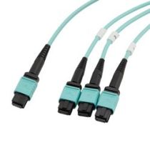 Fiber Aggregation Conversion Harness, MPO24 no pins to 3xMPO8 no pins, OM3 50/125um Multimode, ONFR Jacket, Aqua