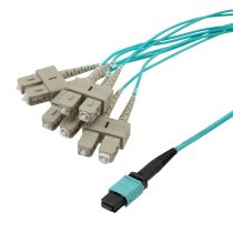 L-com Type A MPO w/o pins to SC/UPC fan-out, 2.0mm Diameter, 8 Fiber, Multimode OM3 10GB 50/125, LSZH Jacket