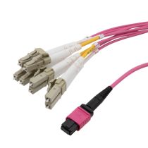 L-com Type A MPO w/o pins to LC/UPC fan-out, 2.0mm Diameter, 8 Fiber, Multimode OM4 40/100GB 50/125, LSZH Jacket