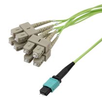 L-com Type A MPO w/ pins to SC/UPC fan-out, 2.0mm Diameter, 8 Fiber, Multimode OM5 100GB 50/125, OFNP Jacket