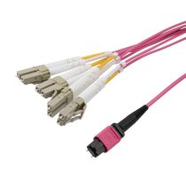 L-com Type B MPO w/ pins to LC/UPC fan-out, 2.0mm Diameter, 8 Fiber, Multimode OM4 40/100GB 50/125, OFNP Jacket