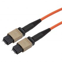 L-Com MPO w/ pins to MPO w/ pins, 12 Fiber, Type A, 50/125 OM2 MMF, OFNP Jacket