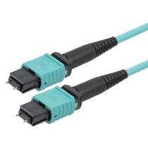 L-com MPO w/ pins to MPO w/ pins, 24 Fiber, Type B, 10GB 50/125 OM3 MMF, OFNP Jacket