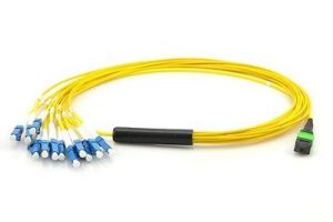 9/125 OS2 Singlemode MTP/MPO to LC Breakout Fiber Patch Cable - 12 Fiber