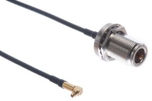 N Female Bulkhead to MMCX Male Right Angle Low Loss 100 Coaxial Assembly