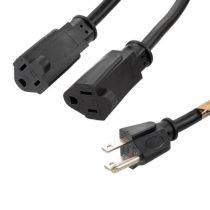 ShowMeCables NEMA 5-15P to Dual NEMA 5-15R Splitter Power Cord - 15 Amp