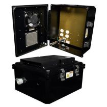 14x12x06 UL® Listed Polycarb Weatherproof NEMA 3R IP24 Enclosure, 120 VAC Mnt Plate, Solid State Therm Heat and Fan, Black