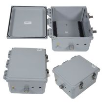 12x10x06 Polycarbonate Weatherproof NEMA 4X IP66 Enclosure, DIN Rail Mount, Dark Gray