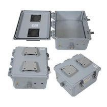 12x10x06 Polycarbonate Weatherproof NEMA 3R IP24 Enclosure, 120 VAC Mount Plate, Vented Lid, Dark Gray
