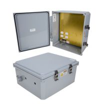 14x12x06 Polycarbonate Weatherproof NEMA 4X IP66 Enclosure, 120 VAC Mount Plate, Mechanical Therm Heat, Dark Gray